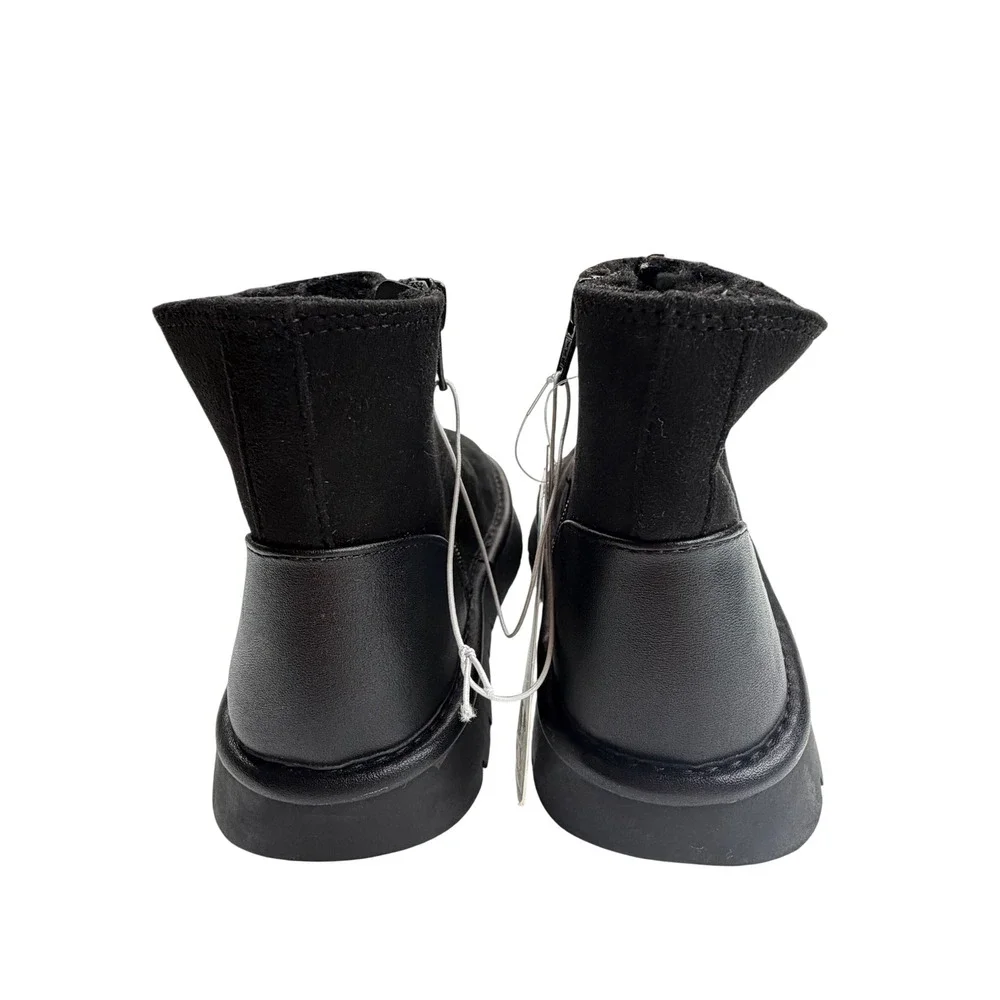 Cat & Jack Honor Kids Black Faux Suede Faux Fur Lined Winter Ankle Boots Size 13